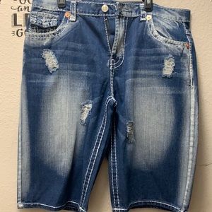 True Religion Distressed Jean Shorts